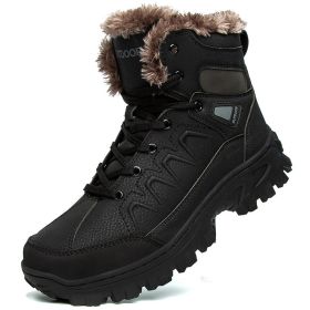 Men's Plus Size Warm High Top Outdoor Cotton Shoes (Option: Black-41)